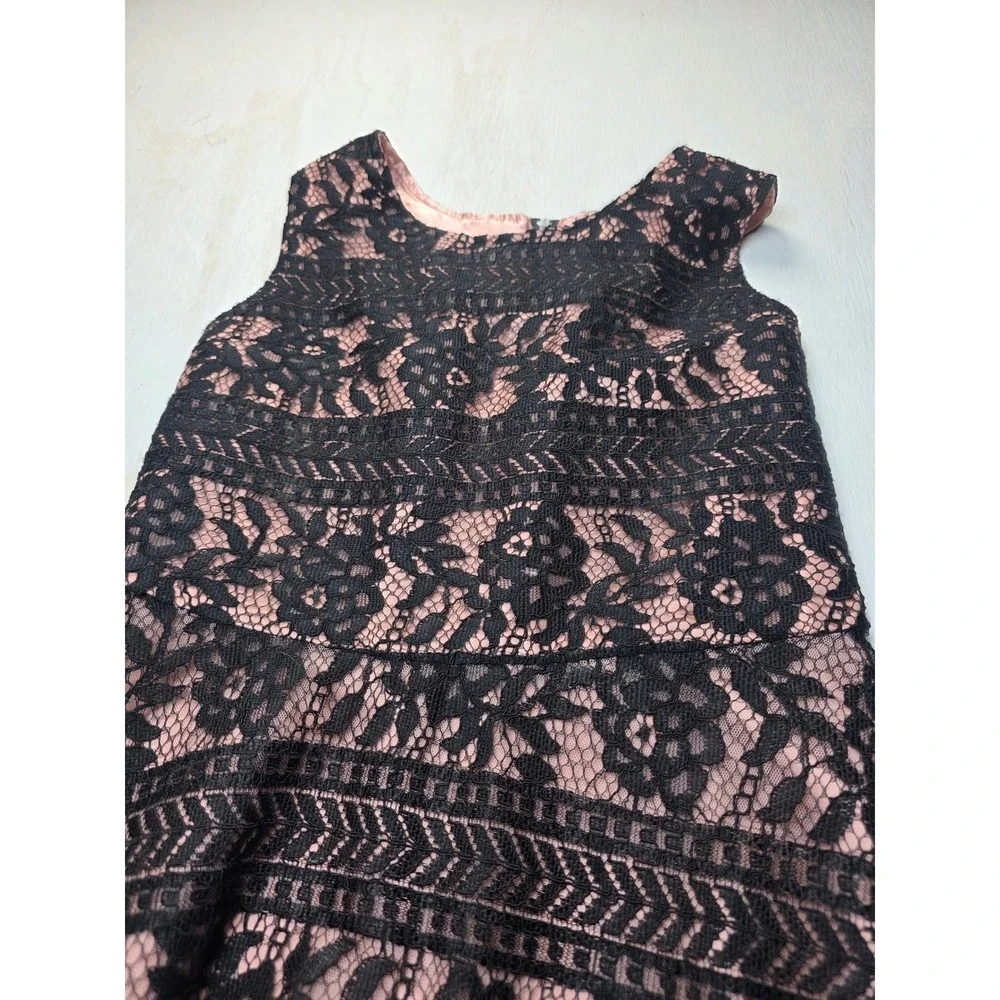 The Childrens Place Girls Black Lace Pink Satin Fit Flare Dress 14 Boho Classic